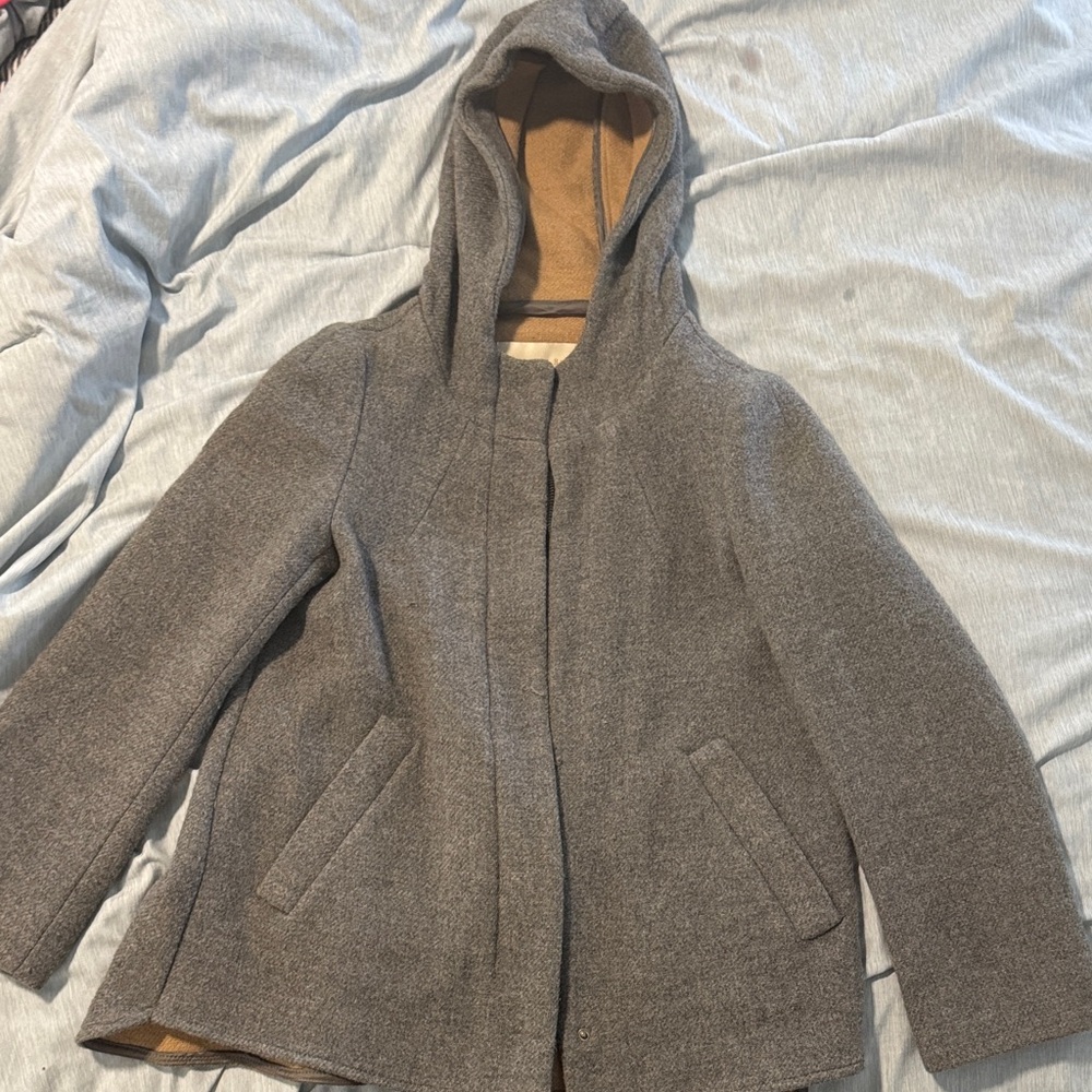 Zara Basics Gray Hooded Coat